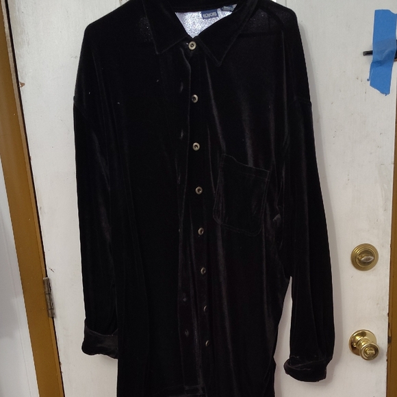 Vintage Velour Tunic Length Shirt Jacket - Picture 1 of 4